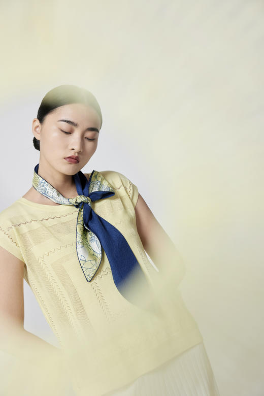 真丝羊绒相拼小围巾   SJS94W055W 商品图1