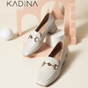 卡迪娜2022年春季新品杏头粗跟女鞋中跟乐福鞋单鞋KS221543 商品缩略图0