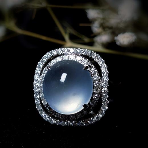 白玻璃种翡翠18k镶嵌戒指 商品图12