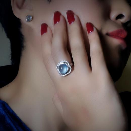 白玻璃种翡翠18k镶嵌戒指 商品图9