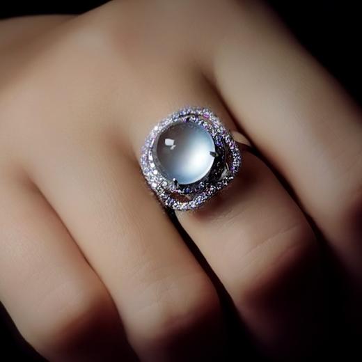 白玻璃种翡翠18k镶嵌戒指 商品图2