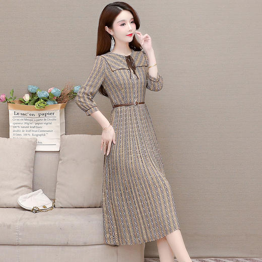 YWE OA111印花连衣裙修身气质优雅时尚雪纺 商品图4