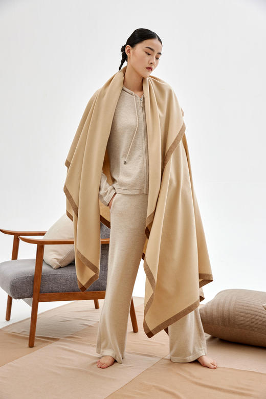 羊绒平纹包边双人毯 SJF93P872A 商品图2