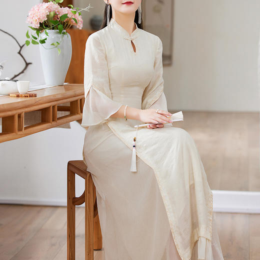 复古优雅，碎花刺绣连衣裙假两件改良汉服裙OG-99907 商品图1