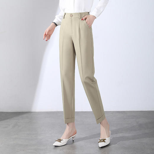 2022春季新款高腰显瘦小脚裤九分裤职业通勤OL直筒烟管裤 MFE8920 商品图3