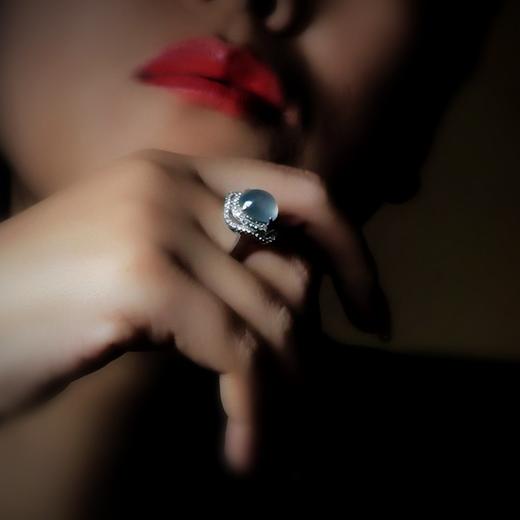 白玻璃种翡翠18k镶嵌戒指 商品图5