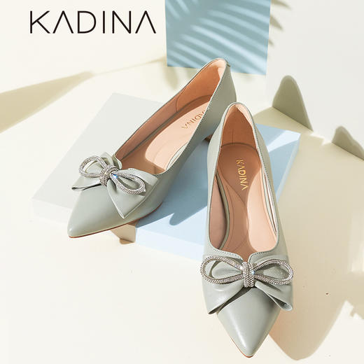 卡迪娜2022年春季新款尖头粗跟时装鞋单鞋女KS221516 商品图0