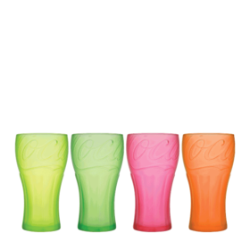 帕琦[96595]绿+粉 +橙+黄可乐平底杯套装 350ml_4*6