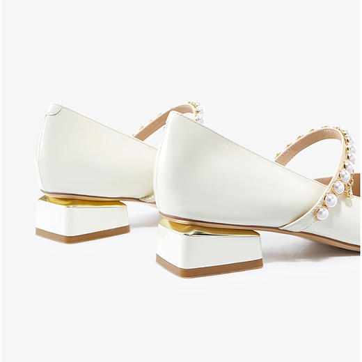 哈森女鞋2022春季新款复古风方跟方头玛丽珍鞋约会珍珠女单鞋HS228102 商品图2