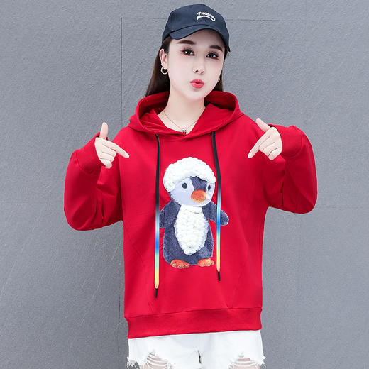 灰色连帽卫衣女2022年新款春秋韩版宽松慵懒风休闲上衣外套小个子 QB- NSF9286 商品图2