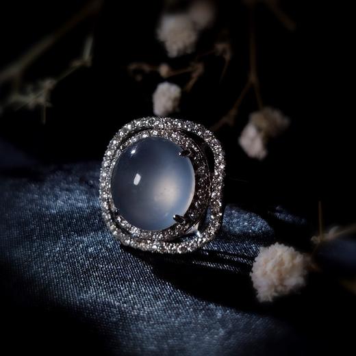 白玻璃种翡翠18k镶嵌戒指 商品图10