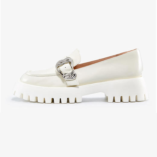 哈森女鞋2022春季新款休闲粗跟圆头乐福鞋厚底皮带扣深口单鞋HS227135 商品图1