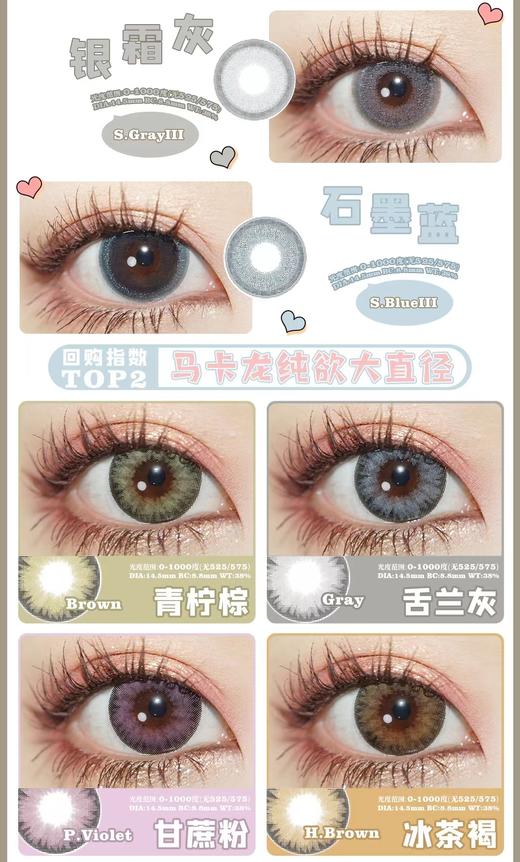 【小红书推荐款】moonen leen  舌兰灰，年抛/直径14.5/着色14.0，188/一副，298/两副，最高度数有1000 商品图12