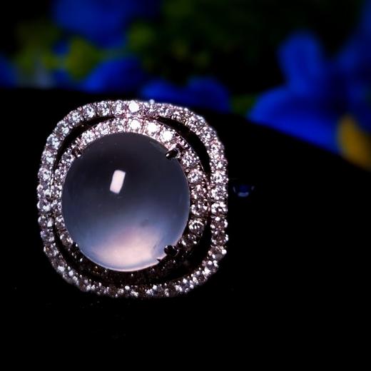 白玻璃种翡翠18k镶嵌戒指 商品图1