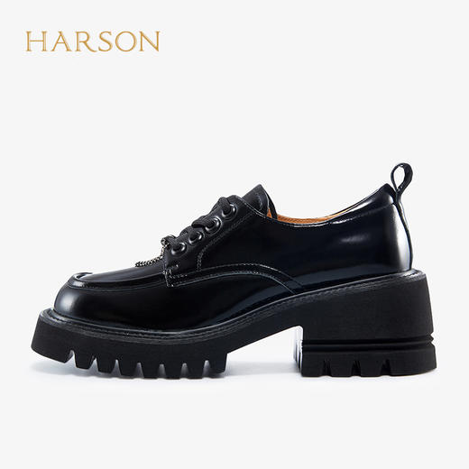 哈森女鞋2022春季新款休闲方跟圆头通勤饰扣粗跟深口女单鞋HS221602 商品图1