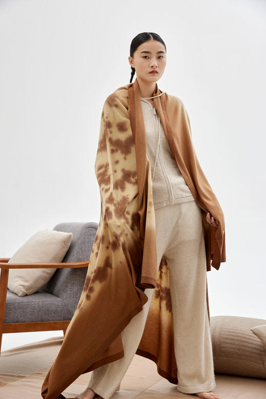 彩凌染平纹羊绒毯  SJF93P872B 商品图0