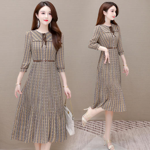 YWE OA111印花连衣裙修身气质优雅时尚雪纺 商品图3