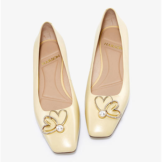 哈森女鞋2022春季新款休闲方跟方头日常通勤鞋饰扣浅口女单鞋HS227807 商品图2