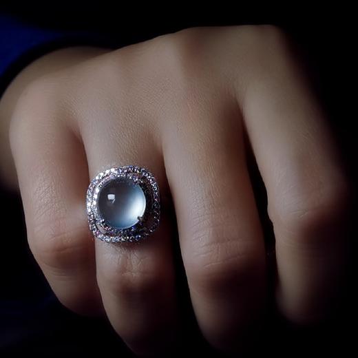 白玻璃种翡翠18k镶嵌戒指 商品图3