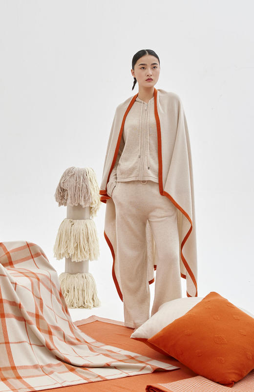 口袋包针织羊绒毯 SJF93P410N 商品图2