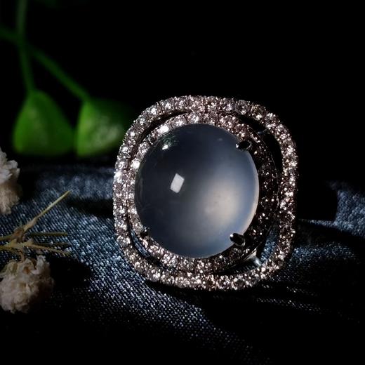 白玻璃种翡翠18k镶嵌戒指 商品图0