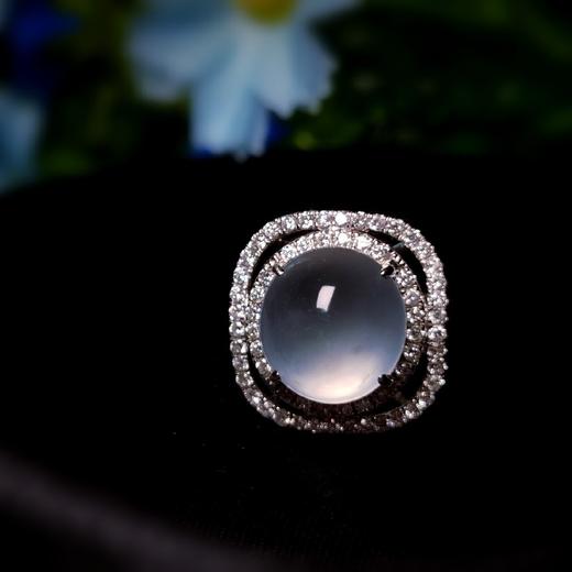 白玻璃种翡翠18k镶嵌戒指 商品图11