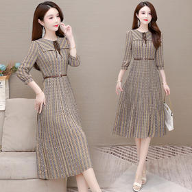 YWE OA111印花连衣裙修身气质优雅时尚雪纺