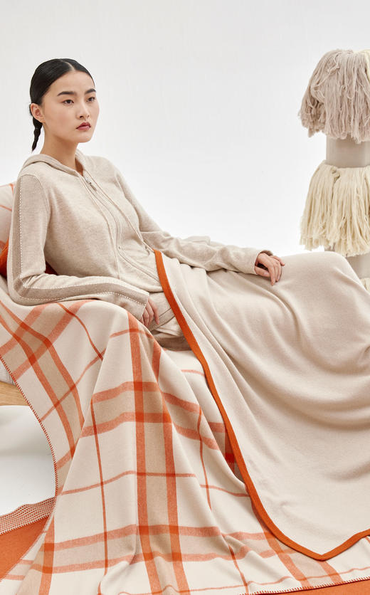 口袋包针织羊绒毯 SJF93P410N 商品图1