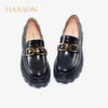 哈森女鞋2022春季新款休闲方跟圆头乐福鞋厚底深口饰扣女单鞋HS220623 商品缩略图2