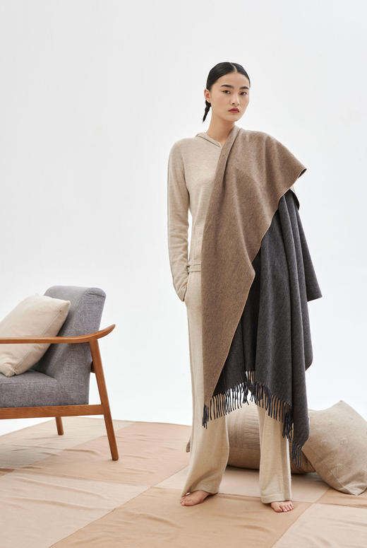 双面水波纹羊绒披毯 SJF93P732N 商品图1