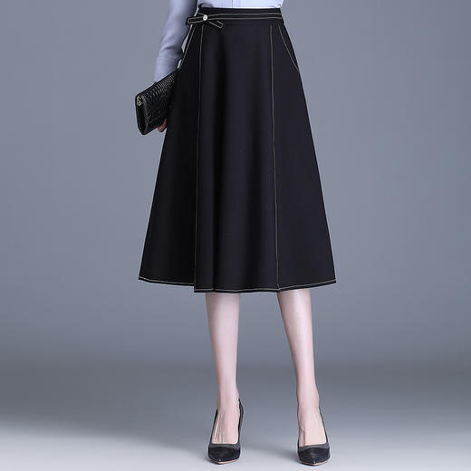 时尚简约A字半身裙2022年春季新款韩版高腰气质大摆显瘦中长裙 TY55127 商品图0