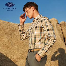 GOOD LUCK/德鲨优雅温莎领设计经典格子百搭舒适长袖衬衫FY21212-828