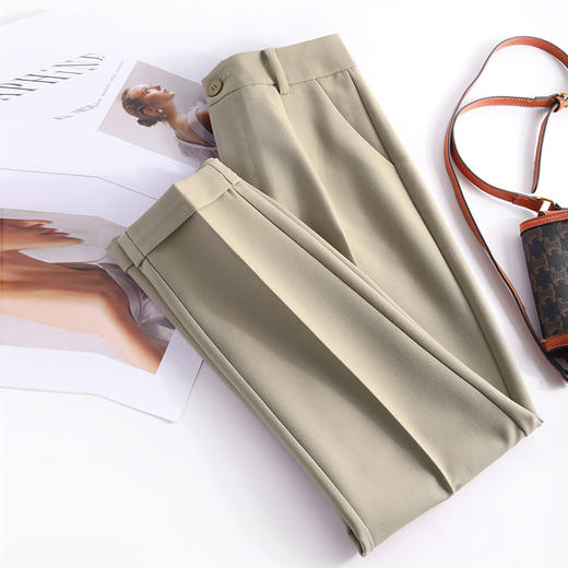 2022春季新款高腰显瘦小脚裤九分裤职业通勤OL直筒烟管裤 MFE8920 商品图4