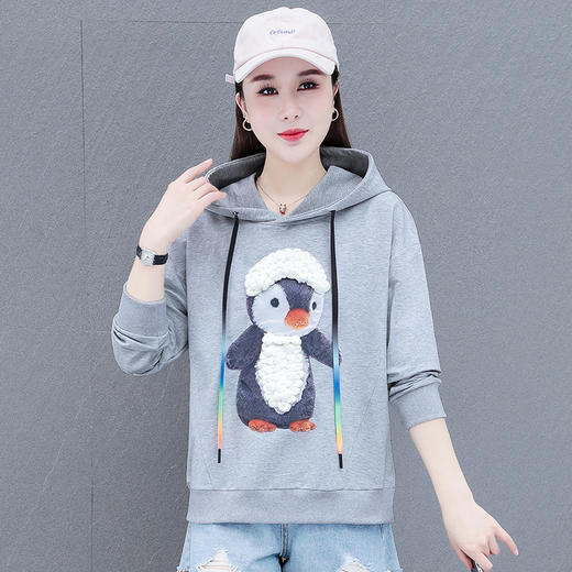 灰色连帽卫衣女2022年新款春秋韩版宽松慵懒风休闲上衣外套小个子 QB- NSF9286 商品图0
