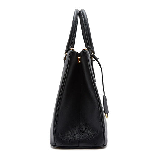 PRADA 普拉达 女士 Galleria Saffiano 皮革三角形金属刻字徽标大号手提包 黑色 1BA274 NZV F0002 DOO 商品图2