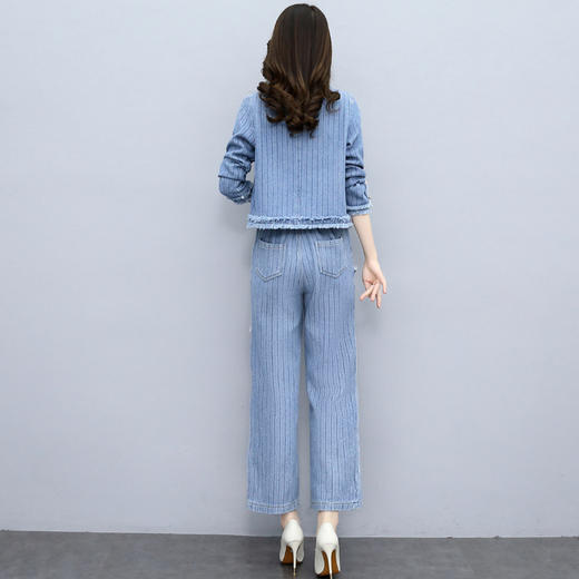 时尚套装2022春季新款女装韩版修身牛仔外套直筒裤两件套HR-XPH8098 商品图3