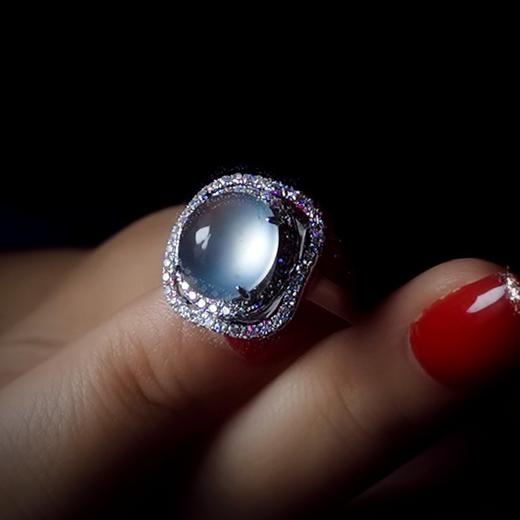 白玻璃种翡翠18k镶嵌戒指 商品图8