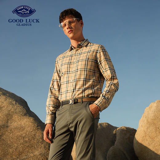 GOOD LUCK/德鲨优雅温莎领设计经典格子百搭舒适长袖衬衫FY21212-828 商品图2