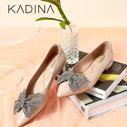 哈森女鞋卡迪娜2022年春季新款尖头平跟舒适时装鞋单鞋女KS221522 商品图0