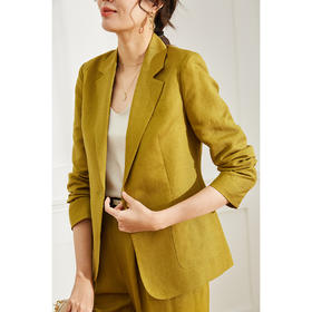 SH 12825一粒扣麻薄款简约宽松显瘦外套