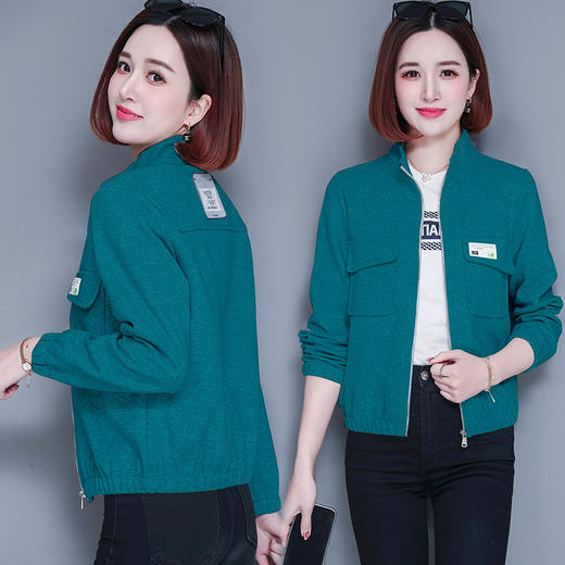 女春秋纯棉开衫卫衣2022新款妈妈女士立领短款外套 大码休闲百搭 TR-XX2373 商品图0