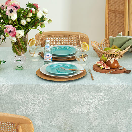 芦苇提花轻奢高级感中式棉布餐桌布 商品图1