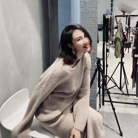 “光环女孩”颈袖添香品牌秋冬100%羊绒套裙 闪耀精致 松软温暖 慵懒惬意20424689