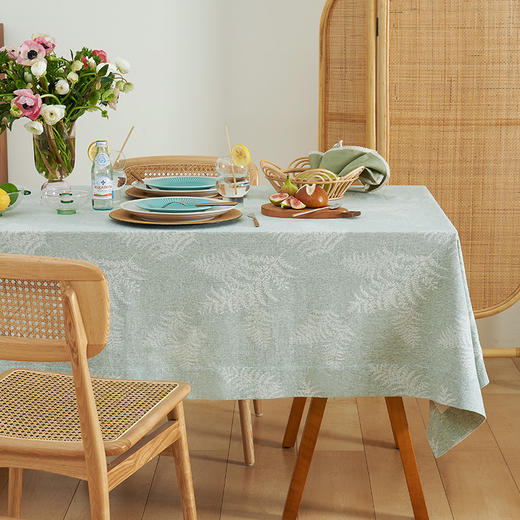 芦苇提花轻奢高级感中式棉布餐桌布 商品图0