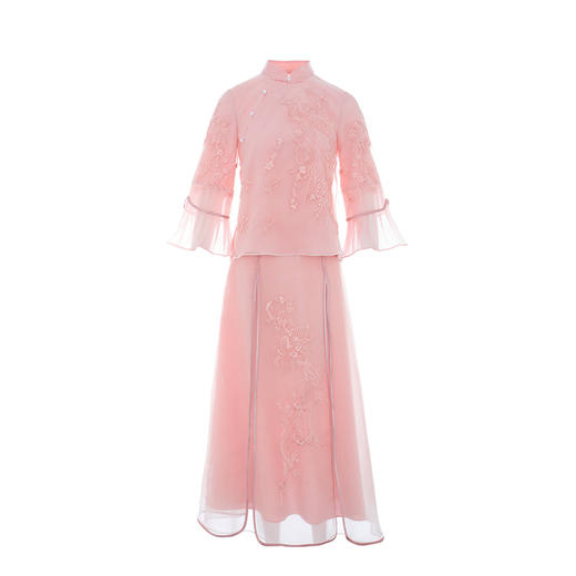 复古中式改良汉服上衣女2022夏季中国风仙气飘逸时尚减龄少女套装 QZ2008 商品图4