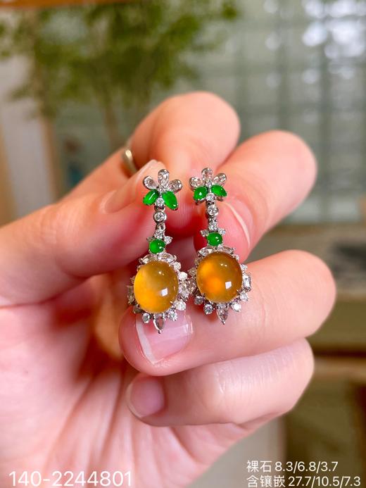 玻璃金翡蛋面耳坠  15999【140-2244801】 商品图6