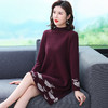 YF-FZ-7226 妈妈毛衣连衣裙中年女秋冬中长款打底衫中老年气质外穿提花裙子 商品缩略图4