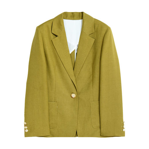 SH 12825一粒扣麻薄款简约宽松显瘦外套 商品图4