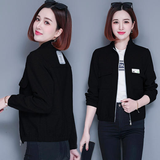 女春秋纯棉开衫卫衣2022新款妈妈女士立领短款外套 大码休闲百搭 TR-XX2373 商品图1