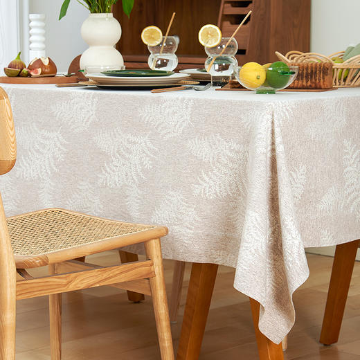 芦苇提花轻奢高级感中式棉布餐桌布 商品图2